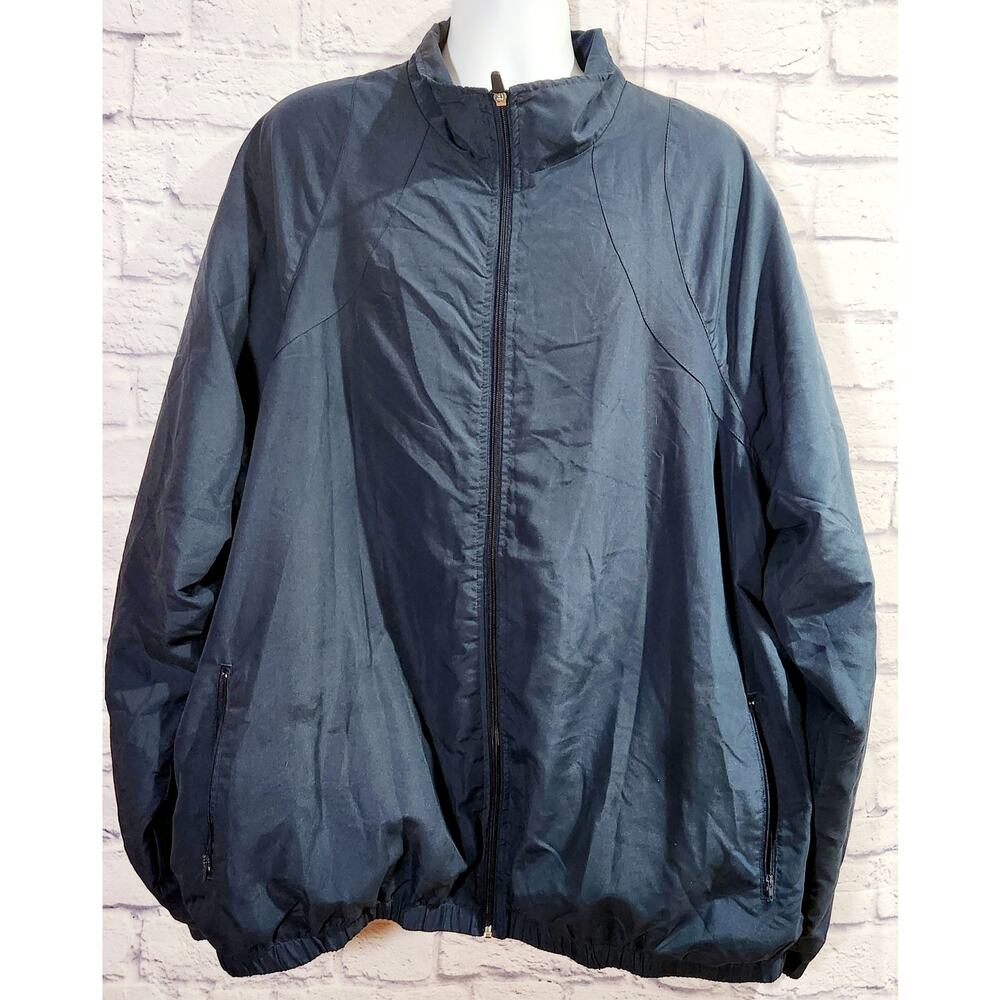 BCG Dark Blue Full Zip Mesh Lined Windbreaker XXXL Zip Pockets Lightweight